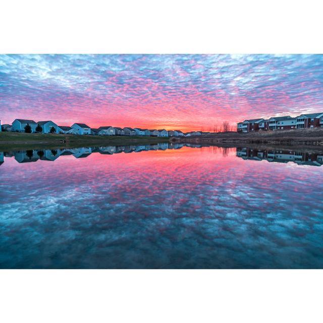 Sunset over a Pond - Wrapped Canvas Photograph Union Rustic Size: 81cm H x 122cm W x 3.8cm D on Productcaster.