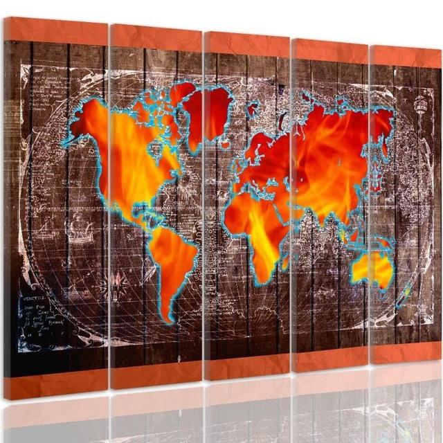 5-tlg. Leinwandbilder-Set Map of the World Feeby Größe: 100cm H x 200cm B on Productcaster.