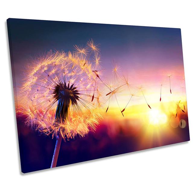 Dandelion Clock Floral - Wrapped Canvas Print Canvas Geeks Size: 30.5cm H x 45.7cm W x 2cm D on Productcaster.