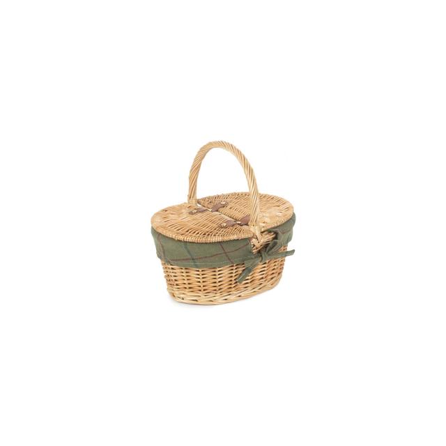 Wicker Child sized Picnic Hamper Basket with Lining Harriet Bee Colour: Buff/Green Tweed on Productcaster.