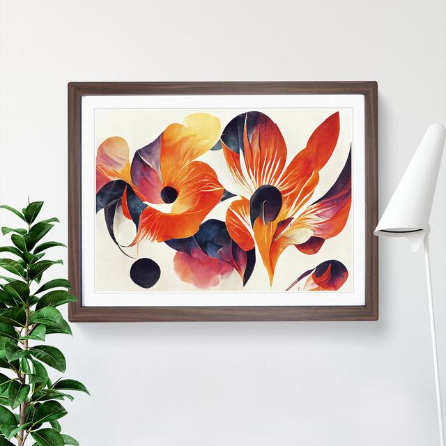 Abstract Floral Art Vol.8 - Single Picture Frame Painting Marlow Home Co. Size: 34cm H x 46cm W x 2cm D, Frame Colour: Walnut on Productcaster.