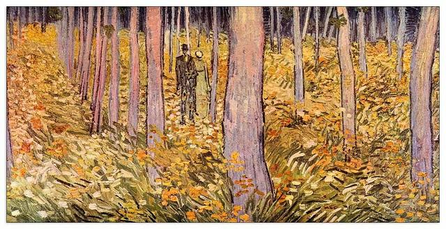 'Couple Walk in the Woods' by Vincent Van Gogh Painting Print East Urban Home Size: 50cm H x 100cm W x 1.8cm D on Productcaster.