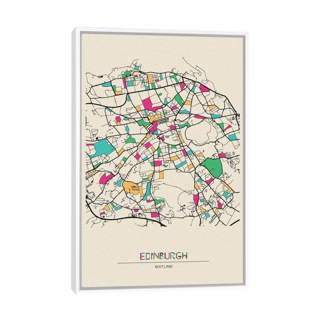 Edinburgh, Scotland Map by Ayse Deniz Akerman - Floater Frame Graphic Art on Canvas Ivy Bronx Frame Option: White Floater Frame, Size: 66.04cm H x 45. on Productcaster.