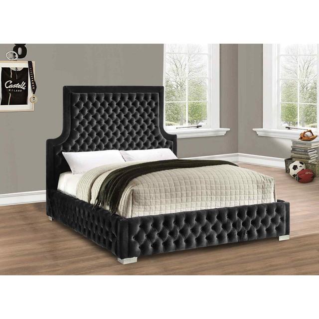 Yanis Bed King Plush Velvet Silver Envisage Trade Colour: Black, Size: Super King (6') on Productcaster.