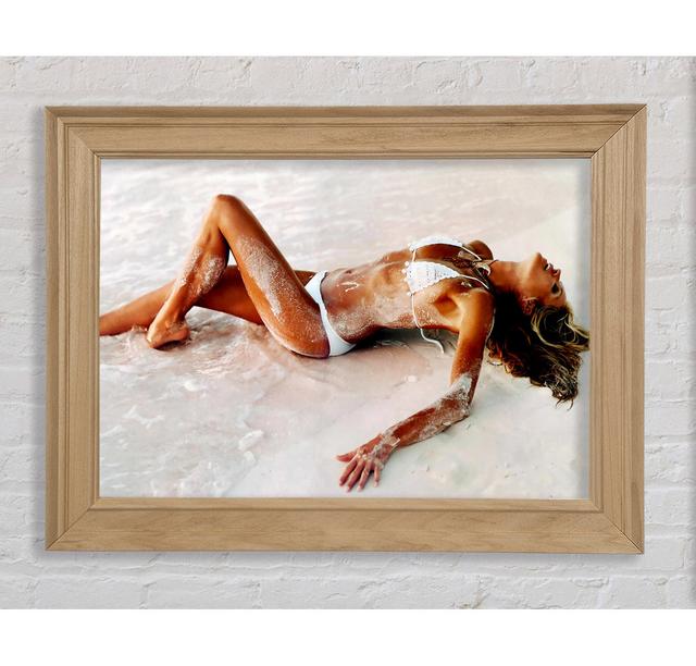 Elle Macpherson In The Sea - Print Ebern Designs Format: Natural Framed Paper, Size: 84.1cm H x 142.2cm W x 8cm D on Productcaster.