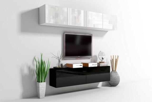 Entertainment Unit for TVs up to 70" Ivy Bronx Colour: Up White Matt/White Matt Down Black Matt/Black Mat on Productcaster.