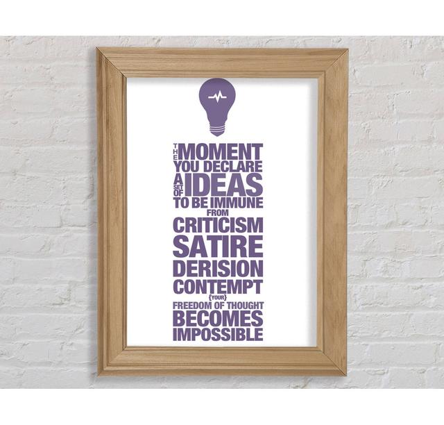 Motivational Quote Freedom Of Thought Lilac Framed Print Wall Art Happy Larry Size: 59.7cm H x 42cm W x 8cm D, Format: Natural Framed Paper on Productcaster.