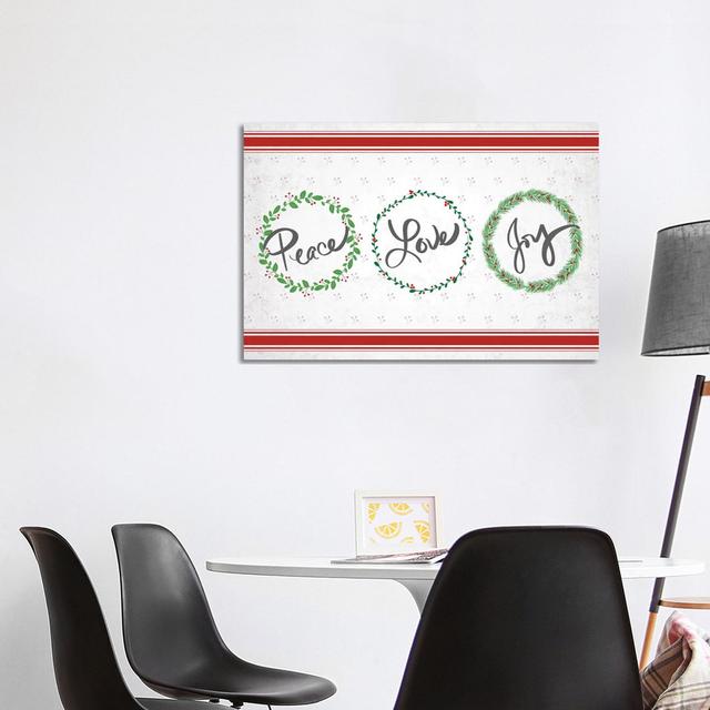 Holly Wreath Trio by Anna Quach - Wrapped Canvas Print The Seasonal Aisle Size: 66.04cm H x 66.04cm W on Productcaster.