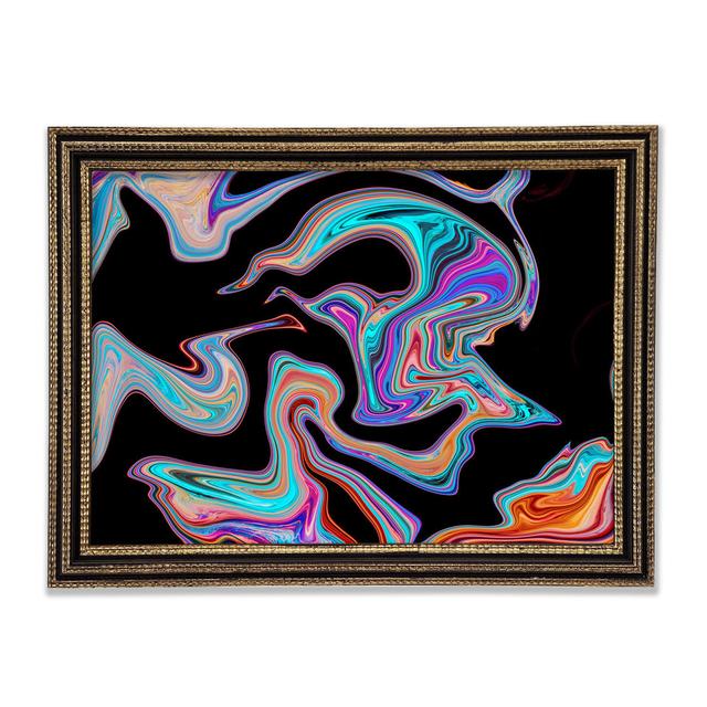 Neon Paints On Black Framed Print Ivy Bronx Size: 42cm H x 59.7cm W x 3cm D on Productcaster.