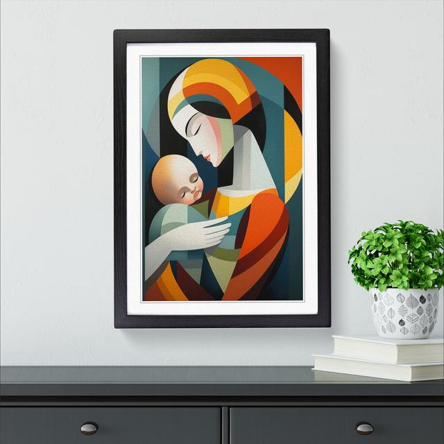 XYZ-FRM-V1223-4559 Mother And Baby Constructivism No.2 - Single Picture Frame Print on Wood Big Box Art Size: 46cm H x 34cm W x 2cm D, Frame Colour: B on Productcaster.