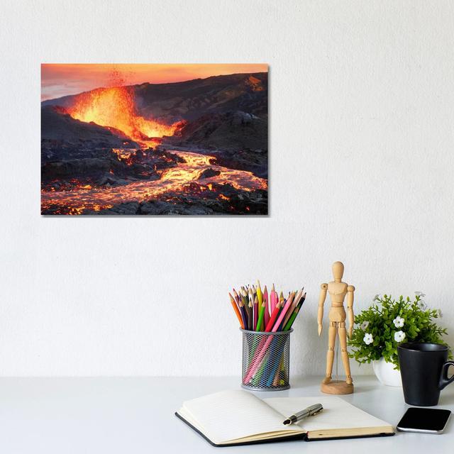 La Fournaise Volcano by Barathieu Gabriel - Wrapped Canvas Print Ebern Designs Size: 20.32cm H x 30.48cm W x 1.91cm D on Productcaster.