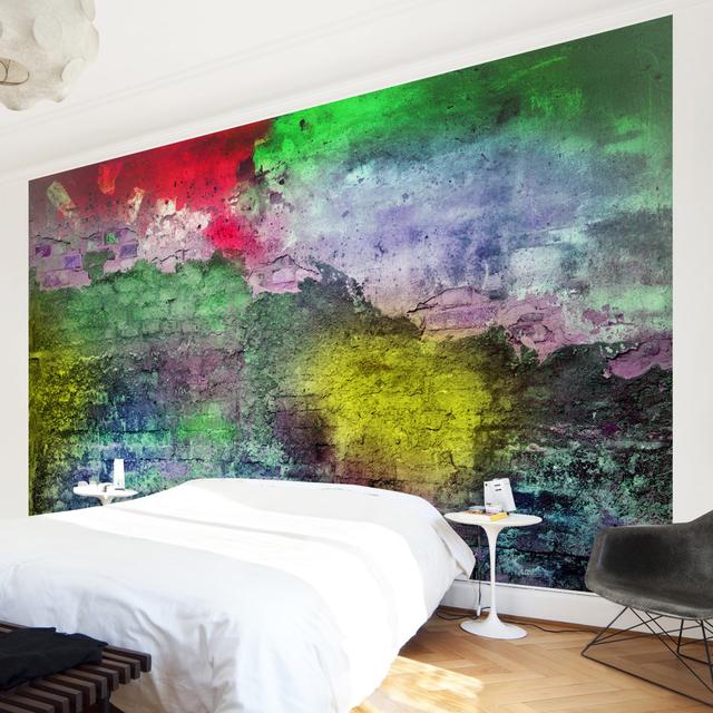 Old Wall Spray-Painted with Colourful Graffiti Semi-Gloss Wallpaper Roll East Urban Home Materialqualität: Premium (150g/m²), Size: 4.32m x 290cm on Productcaster.