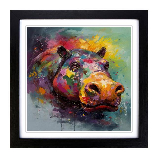 Hippo Abstract Art No.2 - Single Picture Frame Print on Wood Latitude Vive Frame Colour: Black on Productcaster.