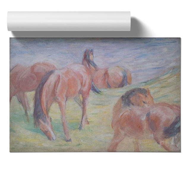 Four Horses by Franz Marc - Unframed Painting East Urban Home Size: 42cm H x 59cm W x 0.1cm D on Productcaster.