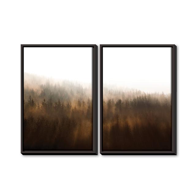 Misty Autumn - 2 Piece Photograph Set on Canvas Clock Canvas Format: Black Framed, Size: 60cm H x 80cm W x 4.5cm D on Productcaster.