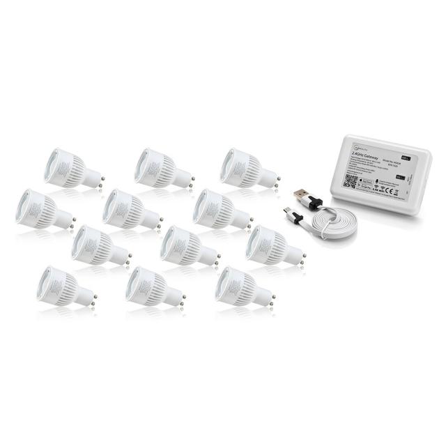 70W Equivalent GU10/Bi-pin Dimmable LED Smart Bulb (Set of 12) Auraglow on Productcaster.