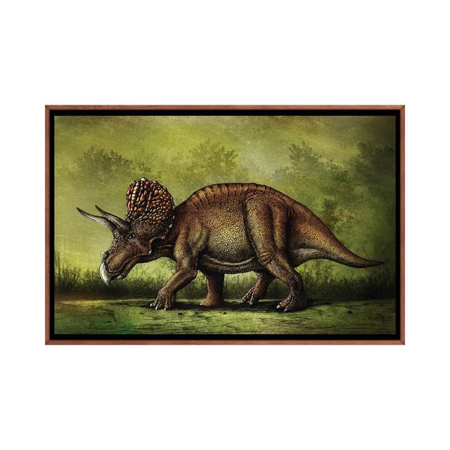 Triceratops Horridus Dinosaur by Aram Papazyan - Graphic Art on Canvas Happy Larry Size: 66.04cm H x 101.6cm W x 3.81cm D, Format: Brown Framed on Productcaster.