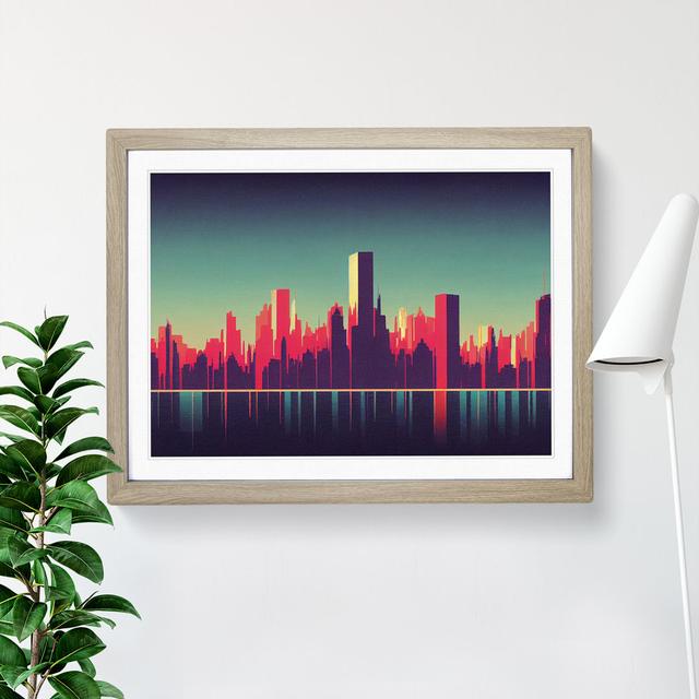 Otherworldly Skyline Architecture - Picture Frame Graphic Art 17 Stories Frame Colour: Oak, Size: 25cm H x 34cm W x 2cm D on Productcaster.