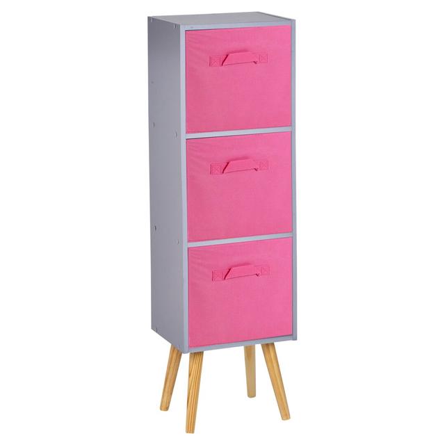 Corto Bookcase 17 Stories Colour: Grey/Dark Pink/Black on Productcaster.