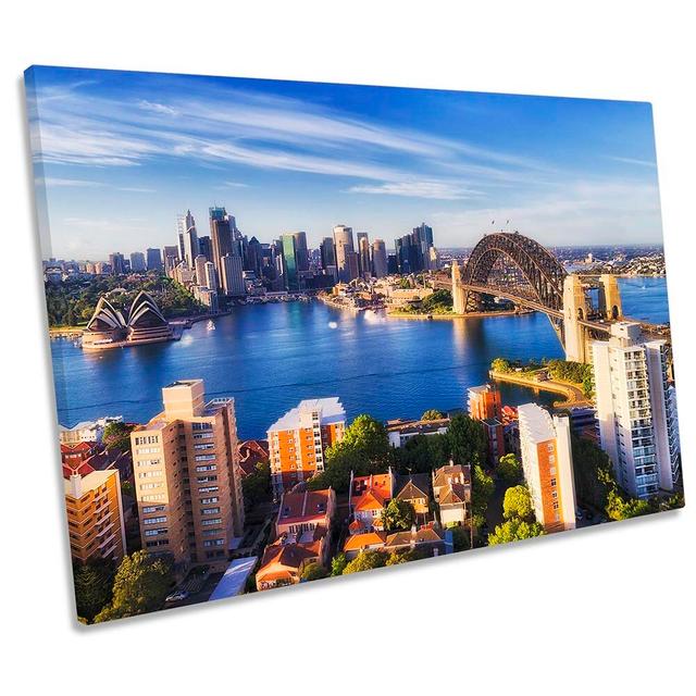 Sydney Harbor Bridge City Framed CANVAS PRINT Wall Art Ebern Designs Size: 30.5cm H x 45.7cm W x 2cm D on Productcaster.