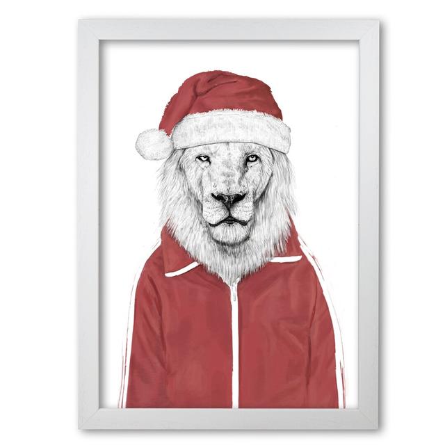 Santa Lion - Graphic Art Print on Paper East Urban Home Frame Options: White Grain, Size: 42 cm H x 29.7 cm W x 5 cm D on Productcaster.