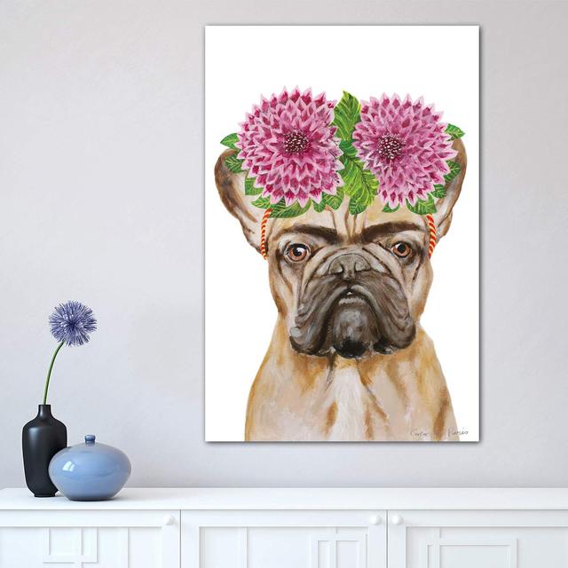 Frida Kahlo Frenchie White by Coco de Paris - Wrapped Canvas Graphic Art Print Happy Larry Size: 66.04cm H x 45.72cm W x 1.91cm D on Productcaster.