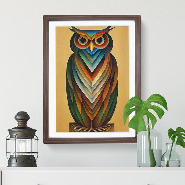 Unique Owl Art No.4 Abstract Metro Lane Format: Walnut Framed, Size: 48cm H x 36cm W, Matte Colour: White on Productcaster.