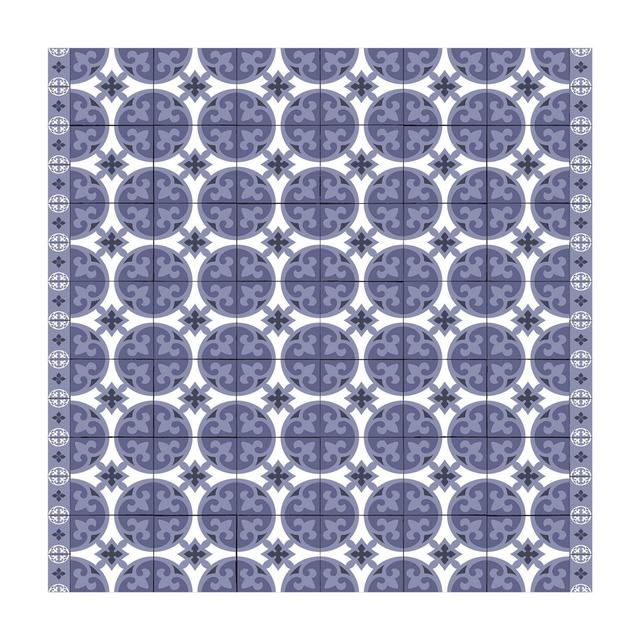 Violet geometric tile mix vinyl rug Marlow Home Co. Rug Size: Square 80cm on Productcaster.