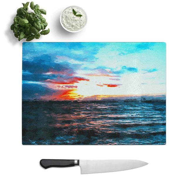 Glass Moody Skies Above The Ocean in Abstract Chopping Board East Urban Home Size: 28.5 cm W x 20 cm L on Productcaster.