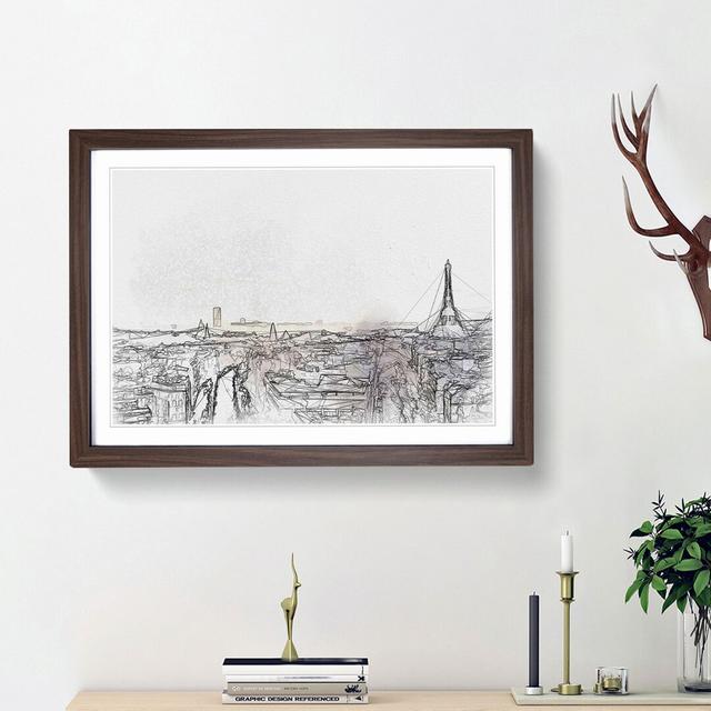 Sunlight over the Paris Skyline in Abstract - Picture Frame Graphic Art Print East Urban Home Frame Option: Walnut Framed, Size: 48cm H x 65cm W x 2cm on Productcaster.