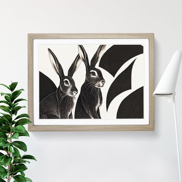 Pair of Hares - Picture Frame Graphic Art Brambly Cottage Size: 25cm H x 34cm W x 2cm D, Frame Colour: Oak on Productcaster.