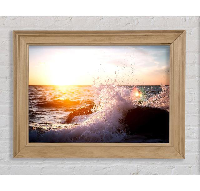 Crashing Waves In The Sunset - Single Picture Frame Art Prints Bright Star Size: 21cm H x 42cm W x 8cm D on Productcaster.