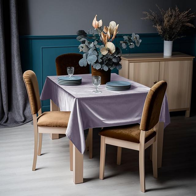 Matte Velvet Square Tablecloth Lilijan Home & Curtain Colour: Heather Purple, Size: 52cm D x 140cm L on Productcaster.