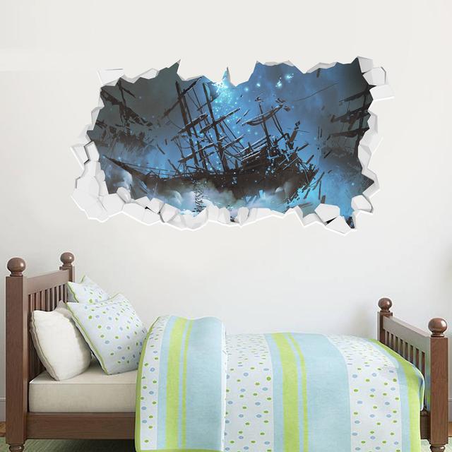 Pirate Ship Crash Smashed Wall Sticker Longshore Tides on Productcaster.