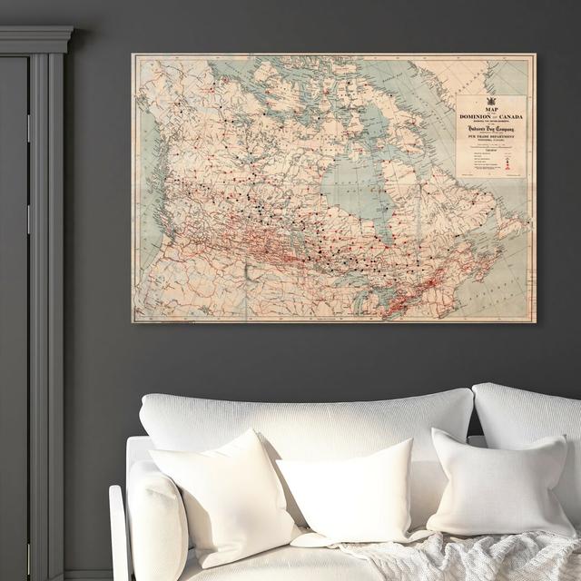 'Dominion of Canada Map ' Graphic Art Print on Canvas East Urban Home Size: 61 cm H x 91.4 cm W on Productcaster.