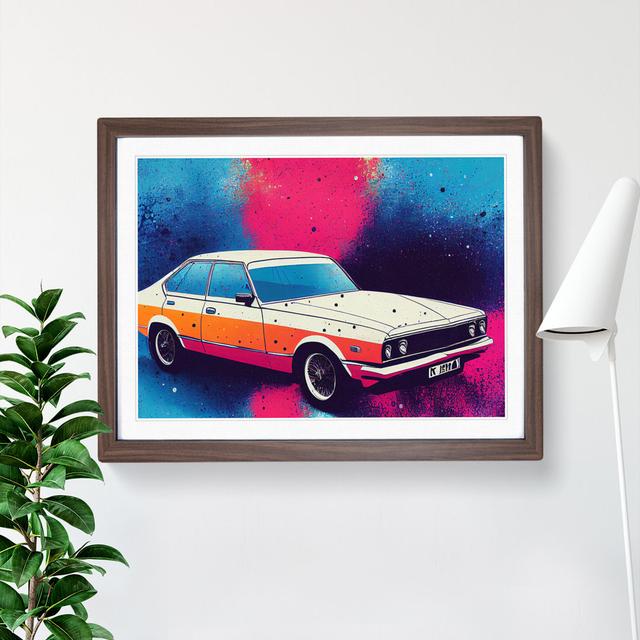 Retro Car Splash Vol.3 - Picture Frame Painting 17 Stories Size: 34cm H x 46cm W x 2cm D, Frame Colour: Walnut Framed on Productcaster.