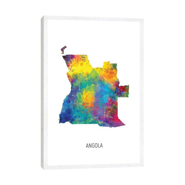 Angola Map Ivy Bronx Format: White Framed Canvas, Size: 152.4cm H x 101.6cm W x 3.81cm D on Productcaster.