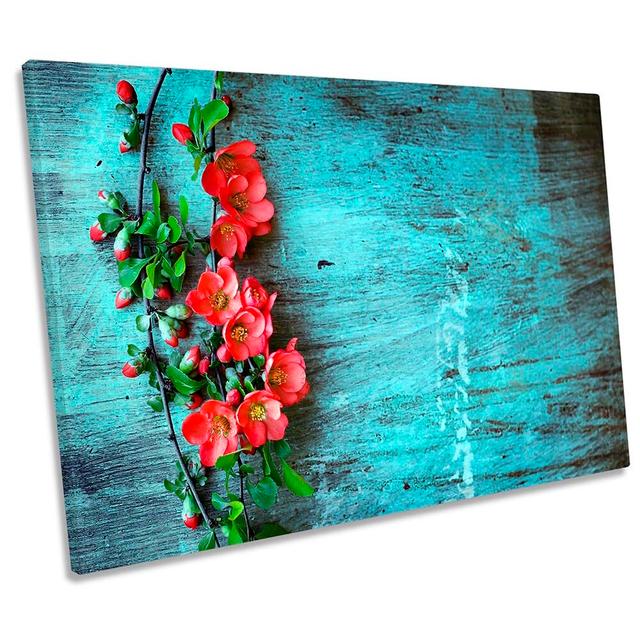 Red Flower Grunge Floor Framed - Wrapped Canvas Art Prints Marlow Home Co. Size: 91.4cm H x 137.2cm W x 4cm D on Productcaster.