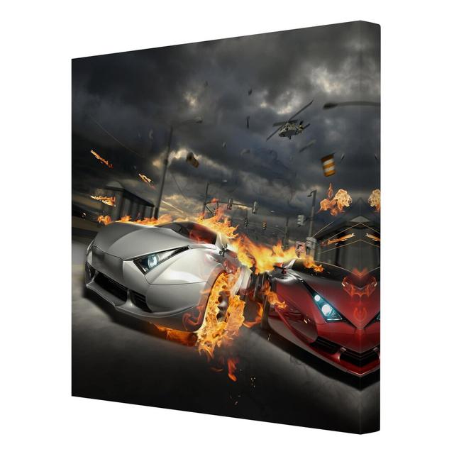 'Race in a Thunderstorm' - Wrapped Canvas Graphic Art Print East Urban Home Size: 80cm H x 80cm W x 2cm D on Productcaster.