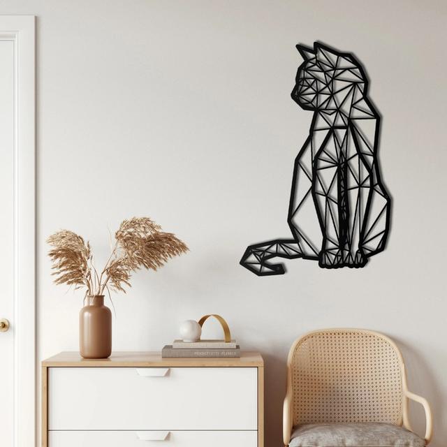 Metal Cat Wall Décor Rosalind Wheeler Size: 19" H x 58" W x 2" D, Finish: Black on Productcaster.