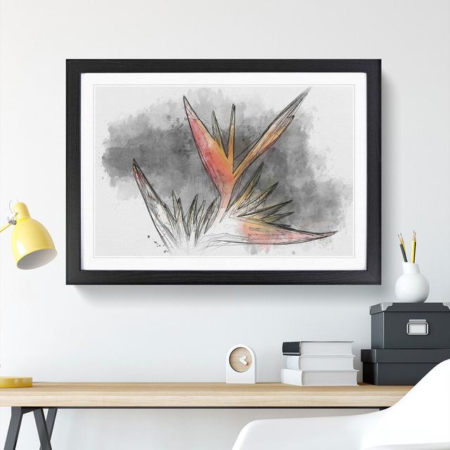 Bird of Paradise Flower Sketch - Picture Frame Graphic Art East Urban Home Frame Option: Black, Size: 36cm H x 48cm W x 2cm D on Productcaster.