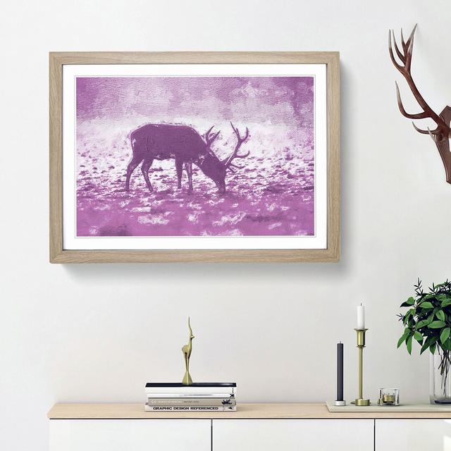 'A Grazing Stag' - Picture Frame Painting Print on Paper East Urban Home Size: 24cm H x 33cm W x 2cm D, Format: Oak Bordered Framed Paper on Productcaster.