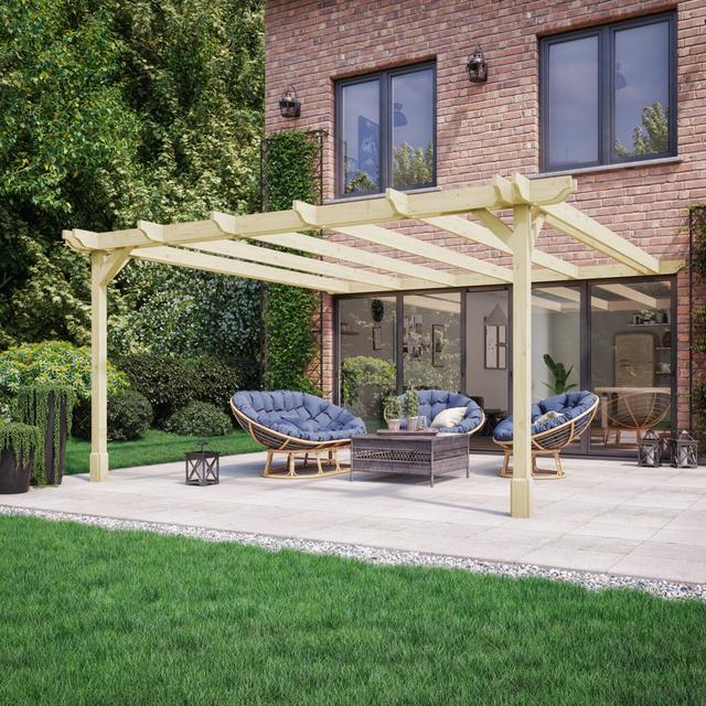 Clite Wood Pergola Rosalind Wheeler Size: 270cm H x 240cm W x 240cm D, Finish: Light Brown on Productcaster.