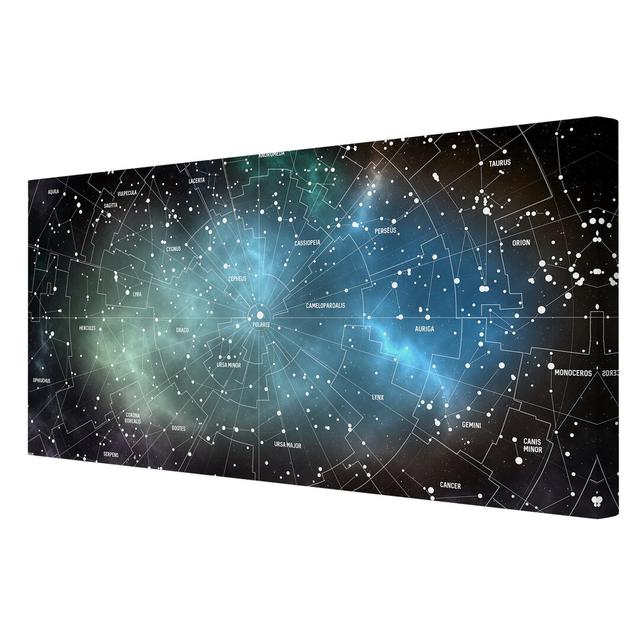 Galaxy Nebula Constellation Map - Wrapped Canvas Graphic Art Print East Urban Home Size: 50cm L x 100cm W on Productcaster.