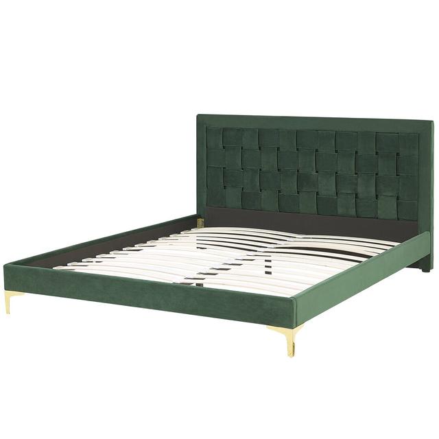 Ilya Upholstered Bed Frame Etta Avenue Size: Super King (6'), Colour: Grey on Productcaster.