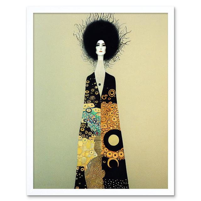 Portrait Woman Gustav Klimt Style Dress - Print Wee Blue Coo Size: 43cm H x 33cm W, Format: White Framed Paper on Productcaster.