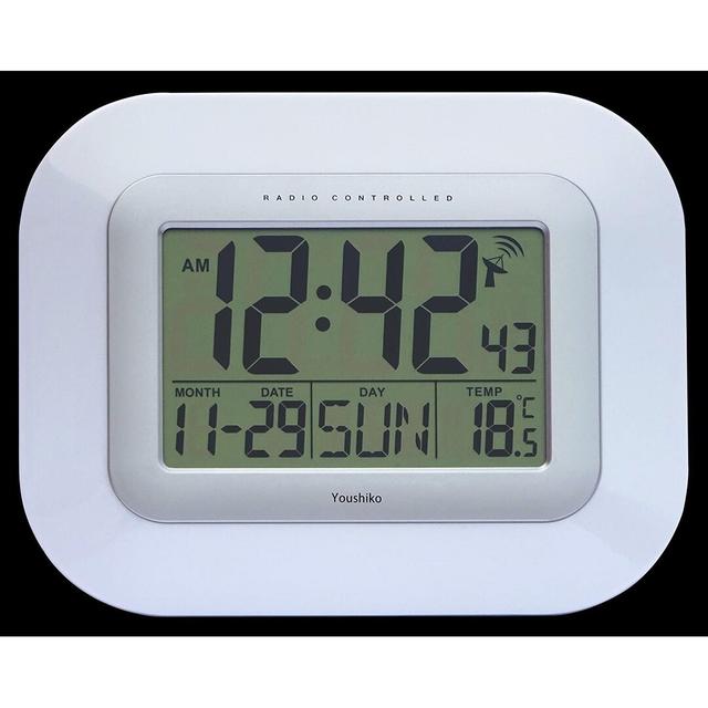 Radio Controlled Jumbo LCD Silent Official UK & Ireland Version Wall Clock Youshiko Colour: White on Productcaster.