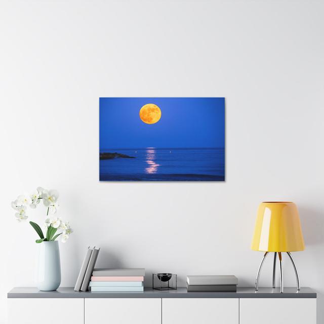 Super Moon over Seascape Sea Canvas Wall Art Highland Dunes Size: 24cm H x 30cm W on Productcaster.