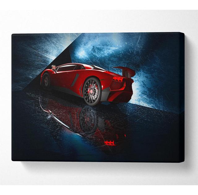 Red Supercar Stanced - Wrapped Canvas Photograph 17 Stories Size: 50.8cm H x 81.3cm W on Productcaster.