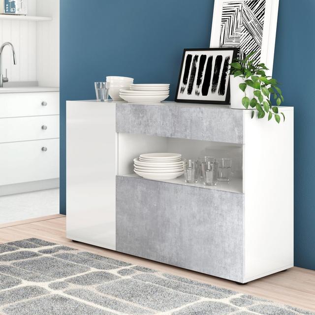 Kaliyah 130 Cm Wide 1 Drawer Sideboard Zipcode Design Colour: Cement Grey on Productcaster.